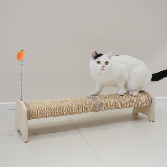 Arbre à Chat Horizontal - Griffoir en Sisal - Jouet à Ressort
