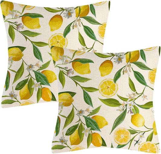 Housses de Coussin Extérieur - Résistantes aux Intempéries - Jaune Citron