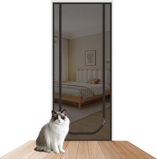 Filet de Sécurité pour Chat - Porte avec Fermeture Éclair - 90 x 210 cm