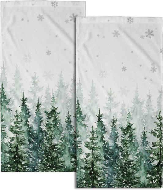 Serviettes de Noël - Lot de 2 - Motif Sapin et Flocon