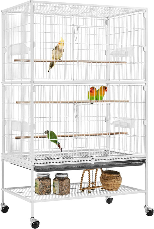 Cage à Oiseaux sur Pied - Grande Volière - 2 Étages avec Support