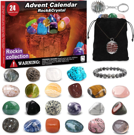 Calendrier de l'Avent Cristal - 24 Jours de Pierres Précieuses - Cadeau Éducatif
