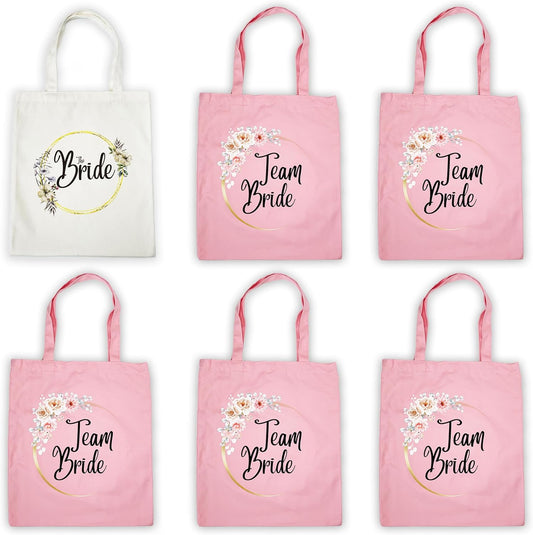 Sacs Fourre-Tout en Coton - The Bride & Team Bride - Lot de 6