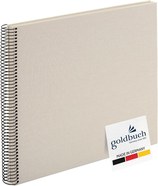 Album Photo à Spirales - 40 Pages Blanches - Couverture en Lin Gris Sable