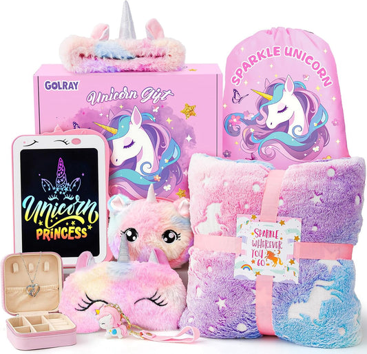 Coffret Cadeau Licorne - Couverture Lumineuse - Sac à Dos à Cordon