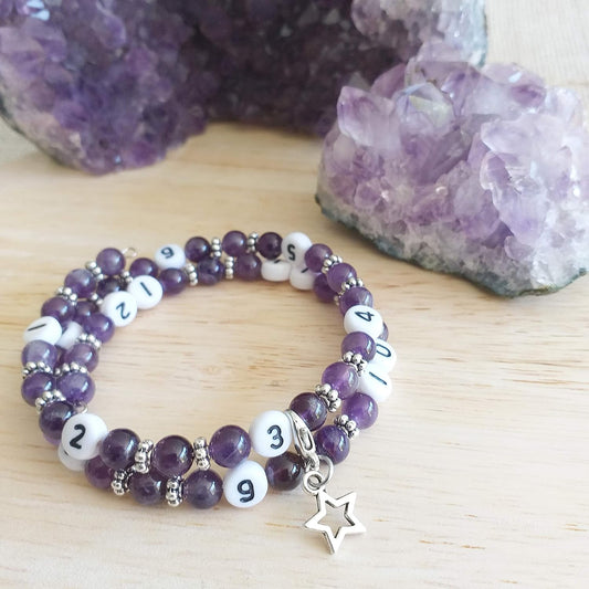 Bracelet d'Allaitement Améthyste - Heure Dernière Tétée - Modèle Kravann