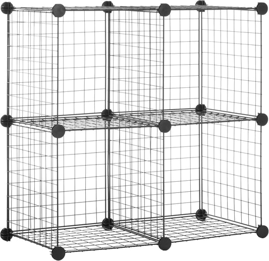 Amazon Basics - Cubes de Rangement Métalliques - Lot de 4 - Noir