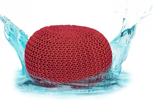 Pouf Imperméable - Aspect Tricot Grossier - Extérieur et Intérieur