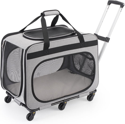 Sac de Transport pour Animaux - Roulettes Amovibles - Pliable et Spacieux