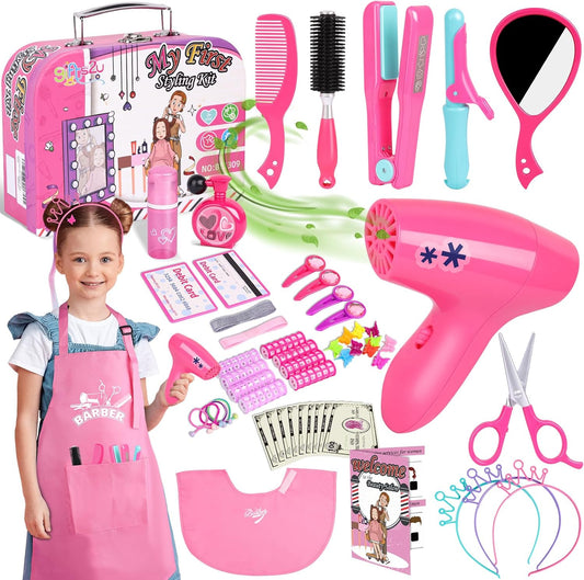 Ensemble de Salon de Beauté pour Filles - Kit de Coiffure - 58 Accessoires