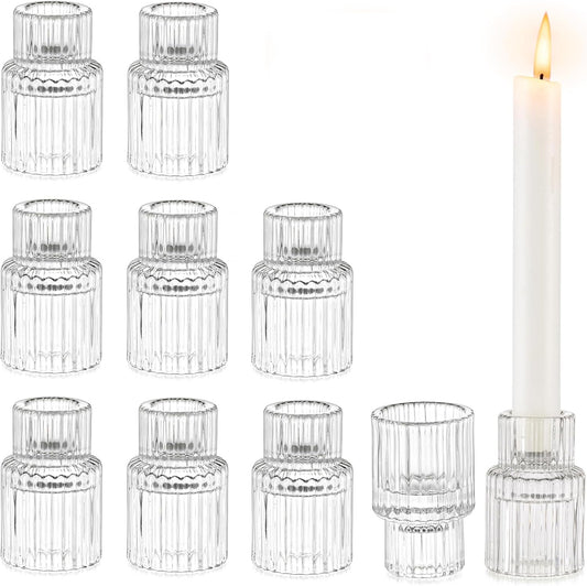 Bougeoirs en Verre - Texture Nervurée - Lot de 10