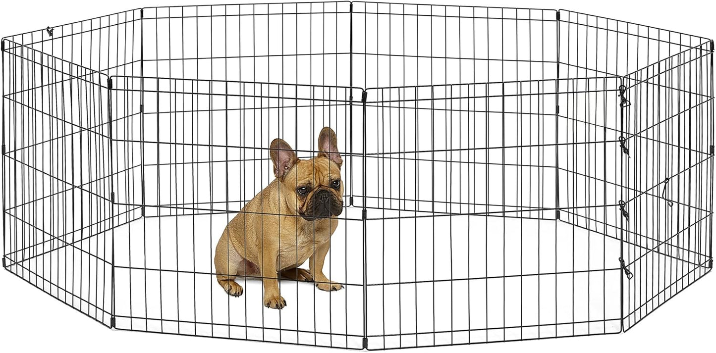 Parc d'Exercice pour Chiens - 8 Panneaux - Revêtement Noir Antirouille