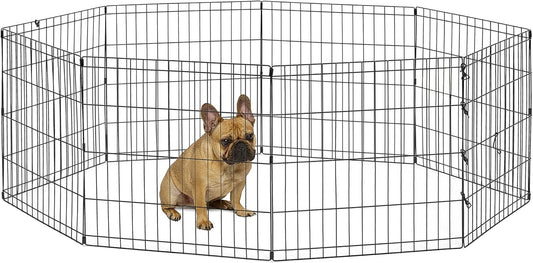 Parc d'Exercice pour Chiens - 8 Panneaux - Revêtement Noir Antirouille