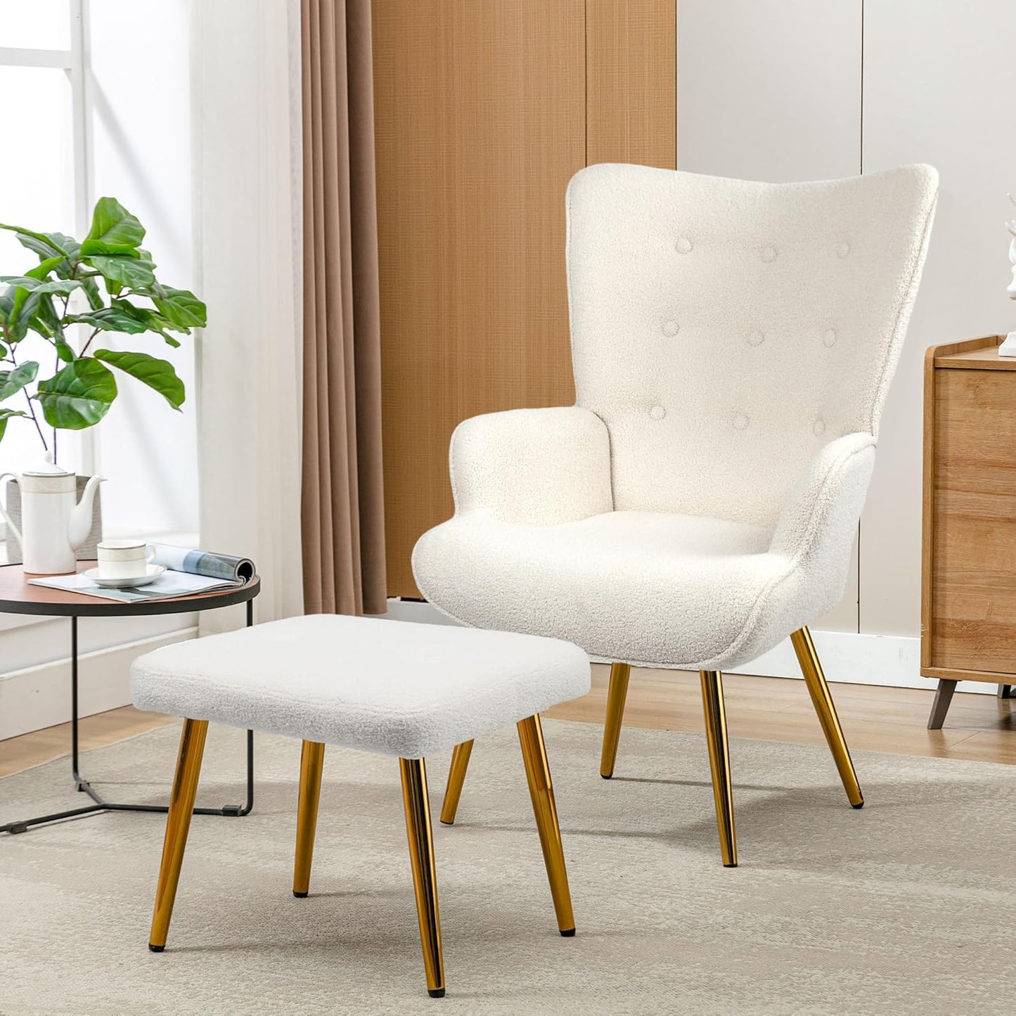 Fauteuil de Relaxation - Design Ergonomique - Pieds en Bois
