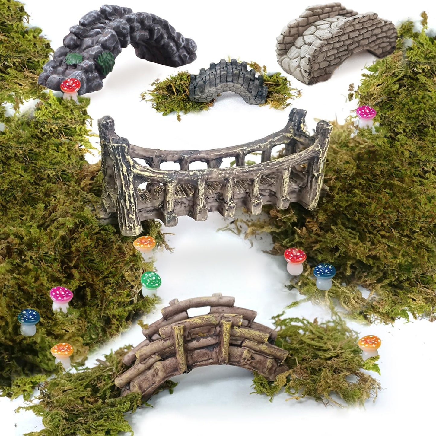 Mini Ponts de Jardin - Décoration Féérique - Mousse Naturelle Incluse