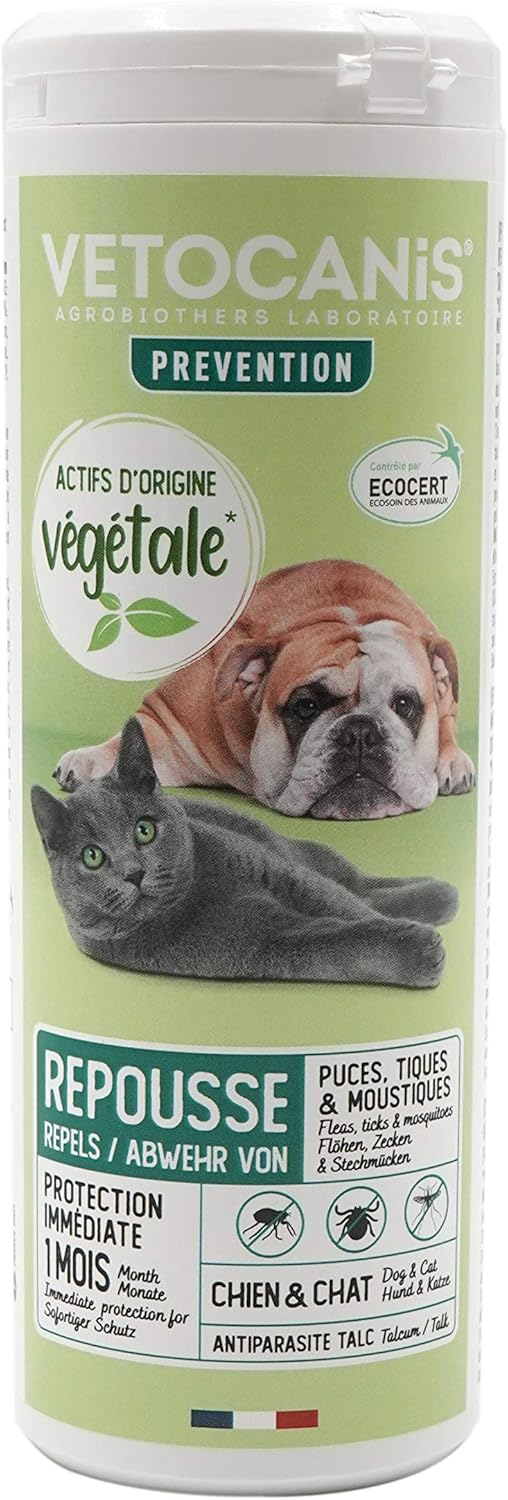 Shampooing Sec BIO - Antiparasitaire - Haute Tolérance pour Chats et Chiens