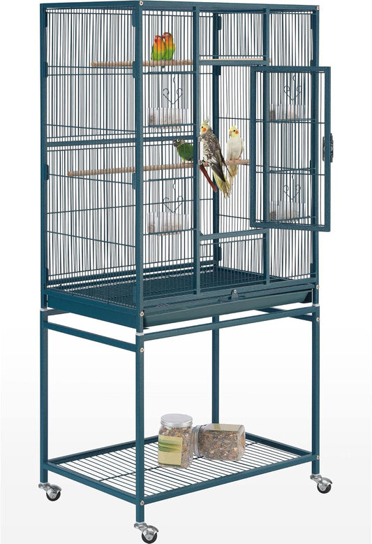 Cage à Oiseaux - Spacieuse avec Support - Mouvement Facile