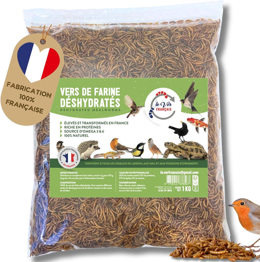 Vers de Farine Séchés - Qualité Française - 55% Protéines Naturelles