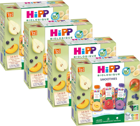 Smoothies Bio pour Enfants - 3 Variétés - 100% Fruits - 8x120mL