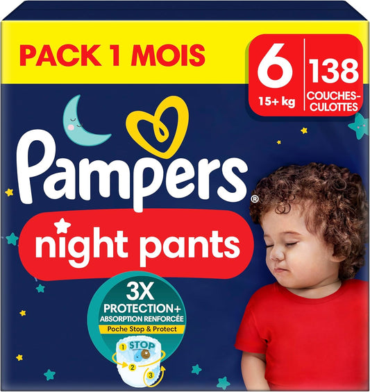 Couches Pampers Night Pants - Protection Renforcée - Taille 6, 15kg+