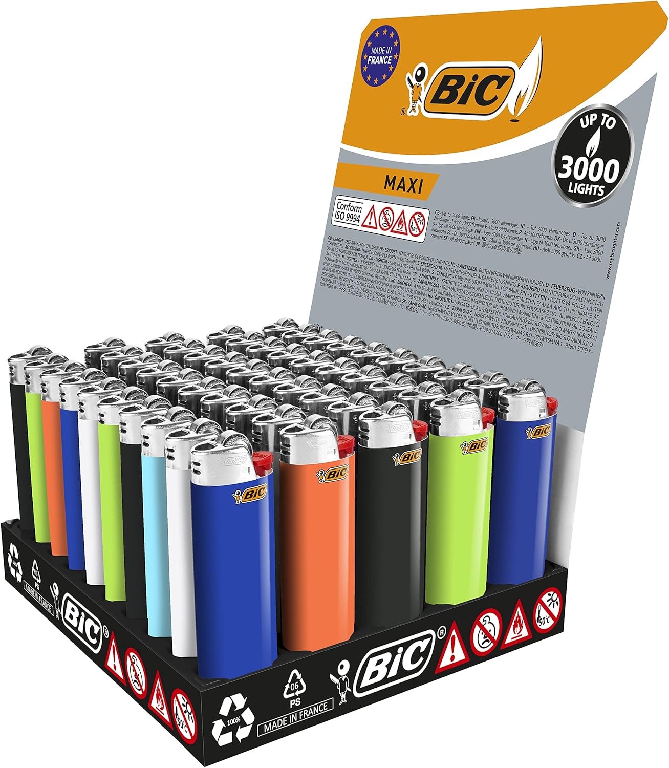 Briquet BIC Maxi - Longue Durée 3000 Flammes - Flamme Stable