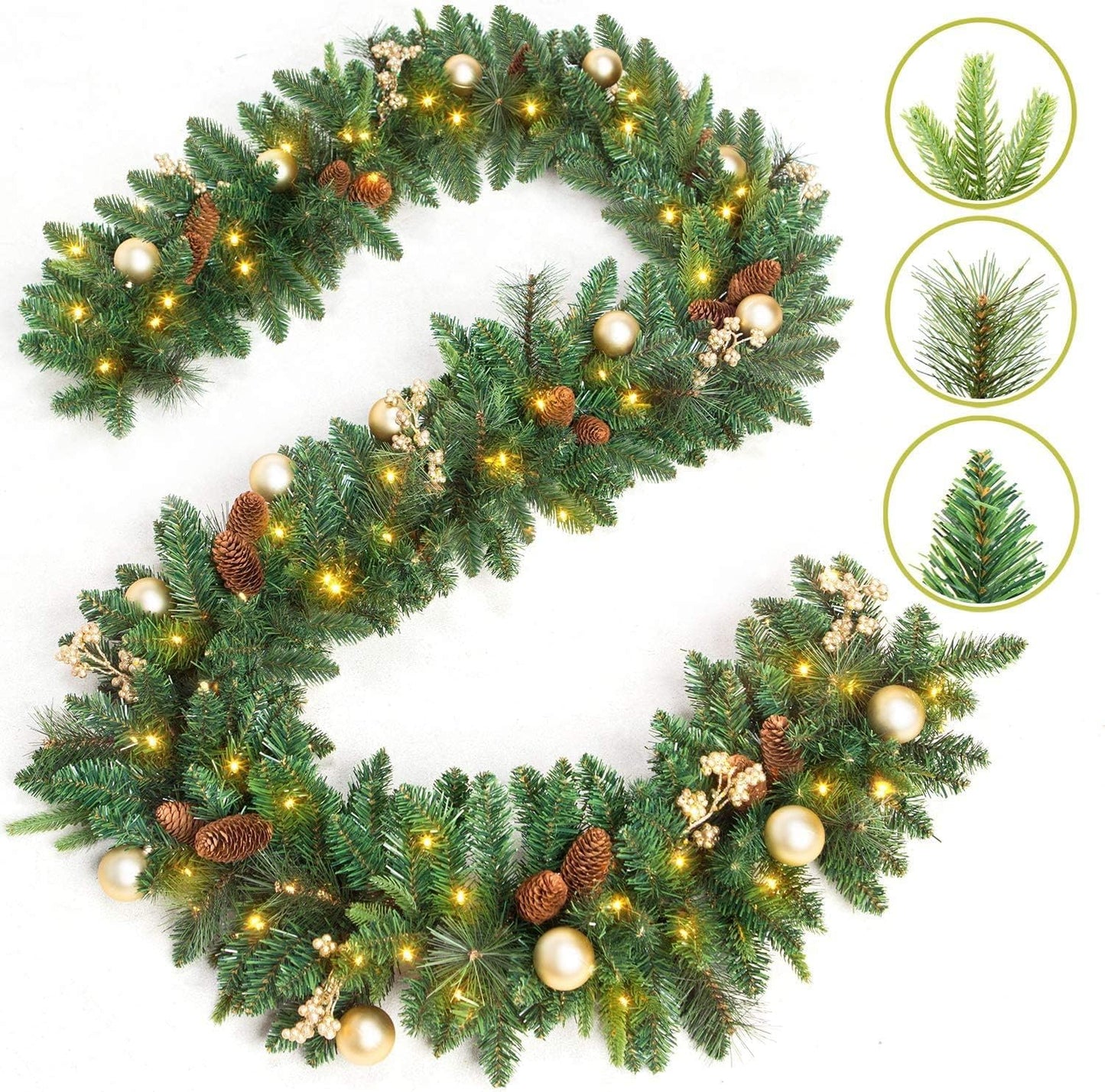 Guirlande de Noël Lumineuse - PVC de Haute Qualité - 180CM
