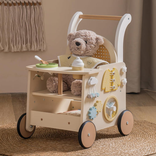 Landau en Bois pour Bébé - Contrôle de Vitesse - Rangement Pratique