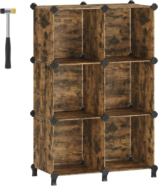 Étagère Modulaire SONGMICS - 6 Compartiments - Marron Rustique