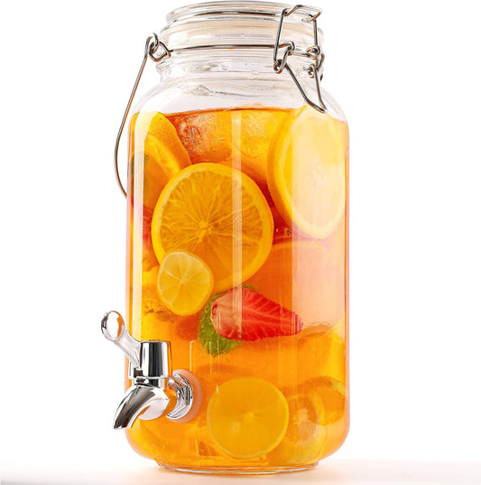 Distributeur de Boisson en Verre - Fontaine 2,5L - Robinet Anti-Fuite
