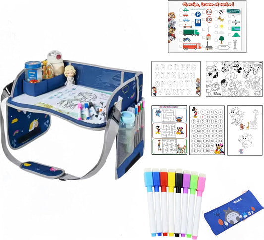 Plateau de Voyage Enfant - Feuilles Effaçables - Kit Créatif Amovible