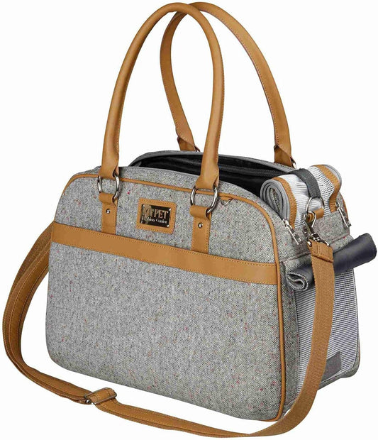 Sac de Transport pour Chiens - Tissu et Cuir Artificiel - Bretelle Ajustable