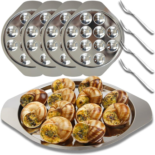 Assiette à Escargots - Acier Inoxydable - 12 Trous