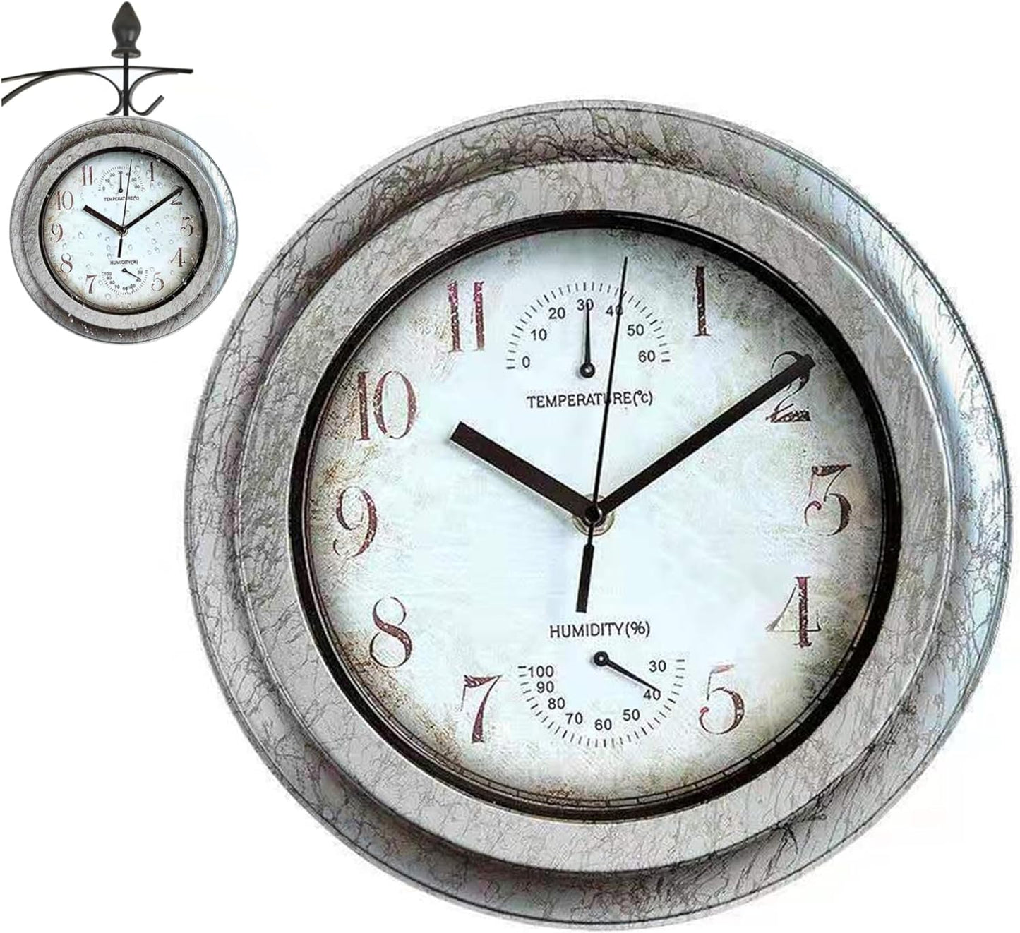 Horloge Extérieure - Thermomètre Intégré - Design Vintage