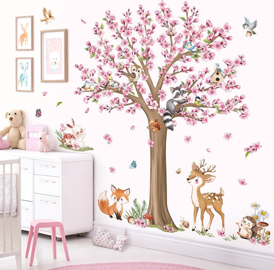 Stickers Muraux - Fleurs de Cerisier - Animaux des Bois