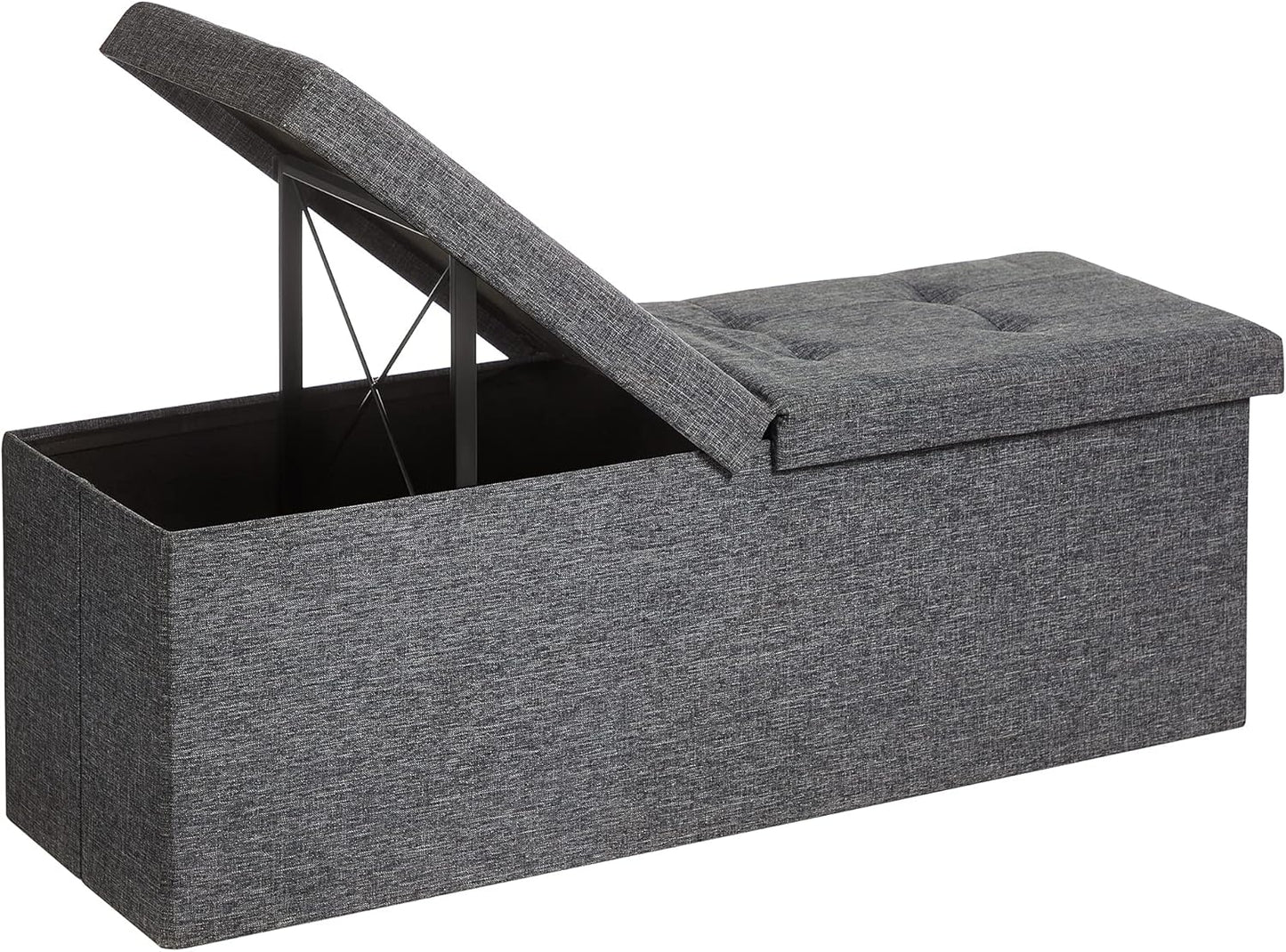 Banc de Rangement Pliable - Capacité 300 kg - Tissu Gris Foncé