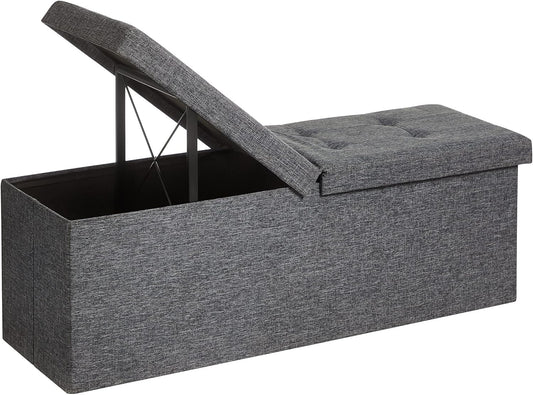 Banc de Rangement Pliable - Capacité 300 kg - Tissu Gris Foncé