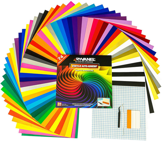 Feuilles en Vinyle Adhésif - 38 Couleurs Exclusives - Kit d'Outils Inclus
