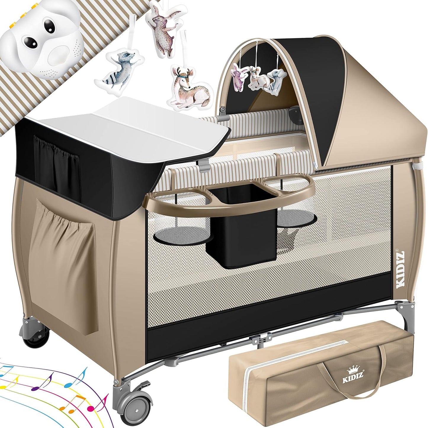 Lit de Voyage Bébé - Pliable et Réglable - Avec Moustiquaire