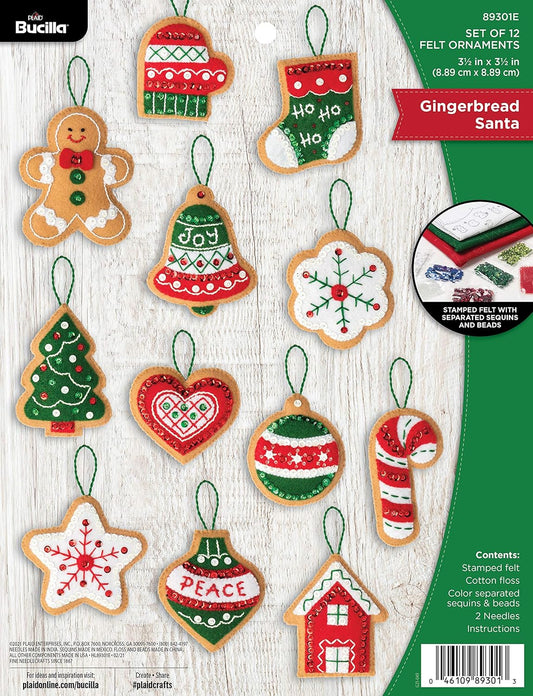 Kit d'Appliques en Feutre - Ornements de Noël - Père Noël en Pain d'Épices