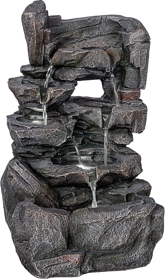 Fontaine de Jardin en Pierre - Éclairage LED - Pompe Incluse
