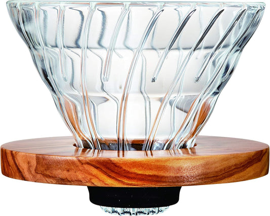 Goutteur de Café en Verre - Bois d'Olivier - Taille 02