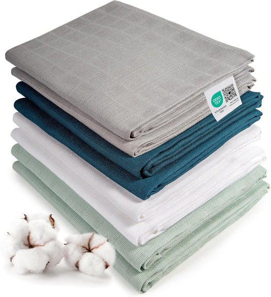 Lange Bébé 80x80 cm - 100% Coton Mousseline - Lot de 8 Pièces