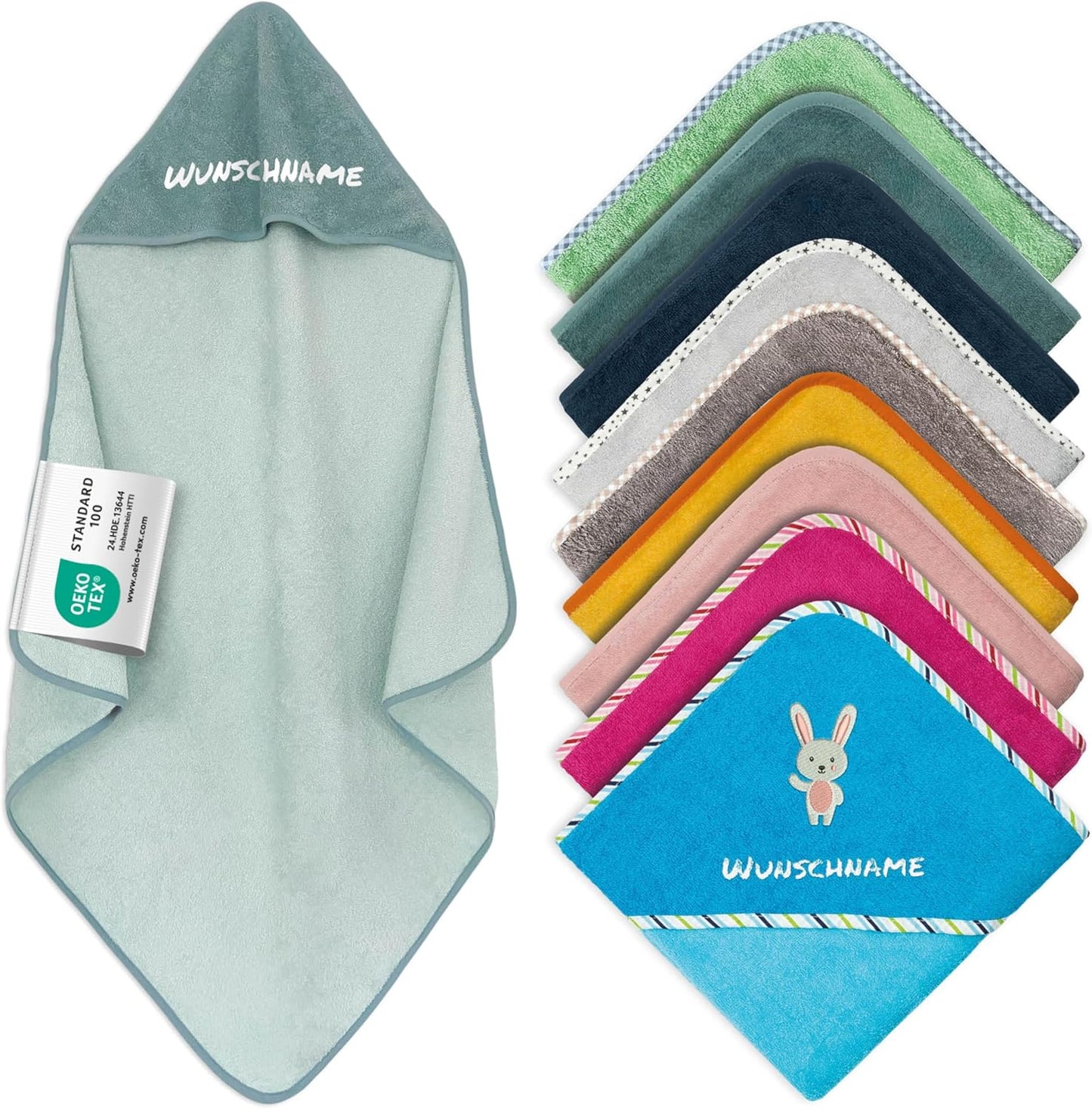 Serviette à Capuche Bébé - Broderie Personnalisée - Coton Oeko-Tex