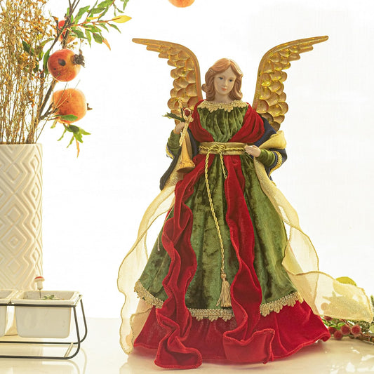 Décoration de Sapin - Ange en Tissu Rouge - 45cm