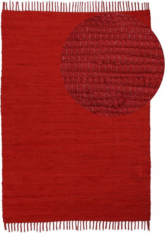 Tapis Kilim Chindi - Rouge - 140x200 cm