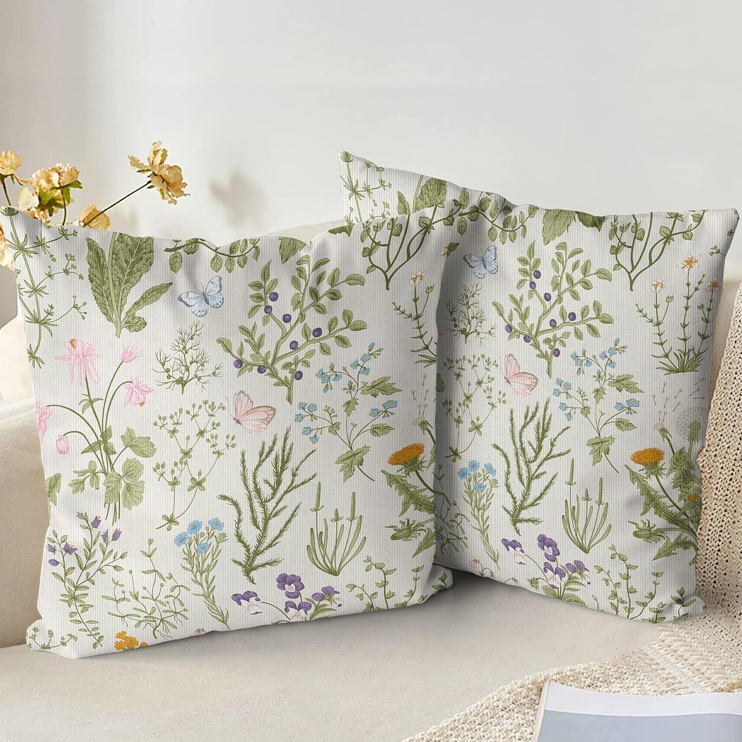 Housses de Coussin - Lot de 2 - Vert Sauge 50x50 cm
