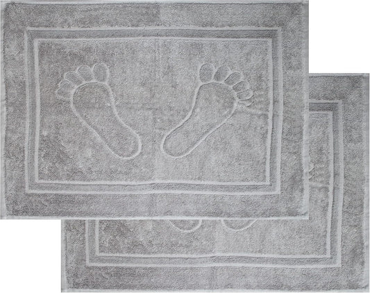 Tapis de Bain Éponge - Lot de 2 - Gris Argenté 50x70 cm