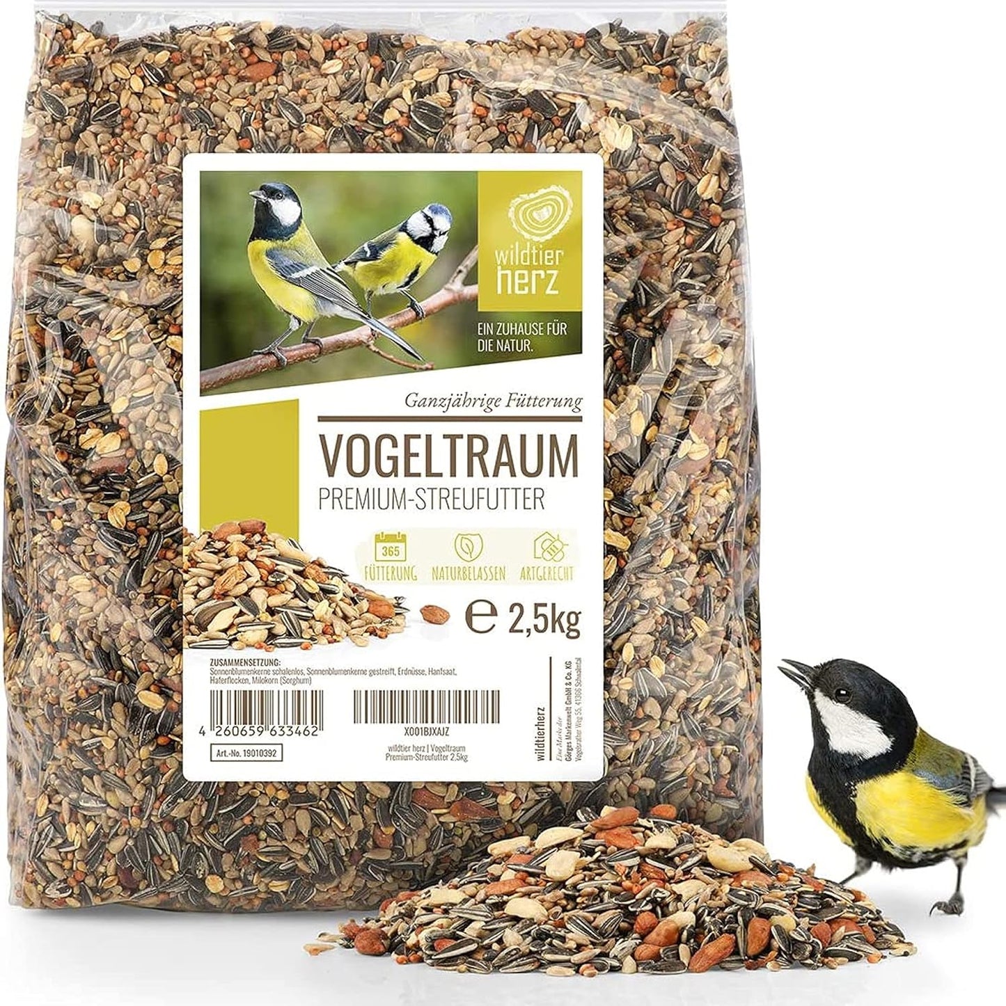 Graines pour Oiseaux Sauvages - Sans Blé - Haute Énergie (2,5kg)