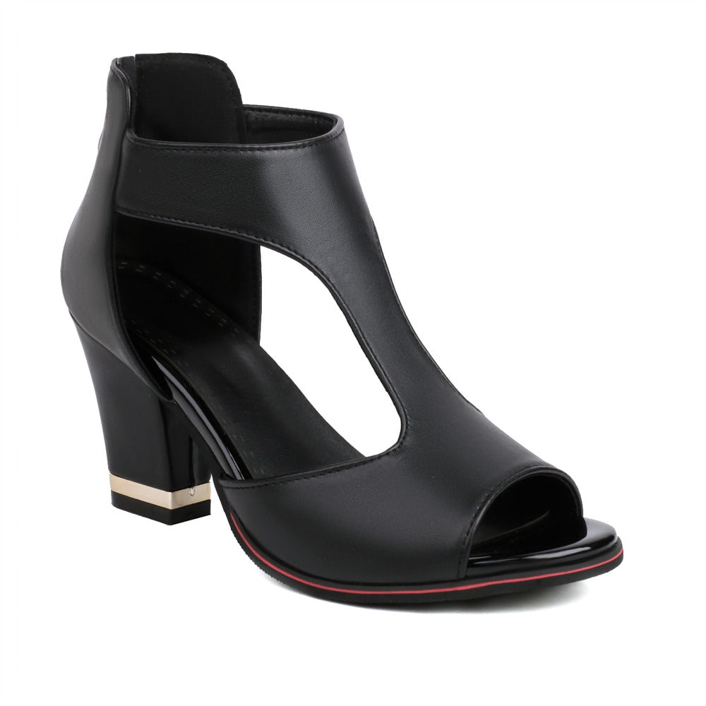 WalkSole - Noir / 36, Noir / 36 , Sole™ | Sandales orthopédiques en cuir à talon