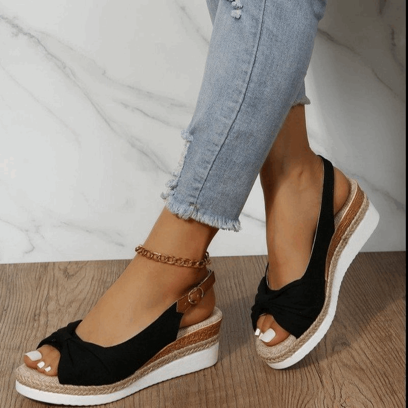 WalkSole - Noir / 35, Noir / 35 , Sandales à bout ouvert et à boucle pour femmes